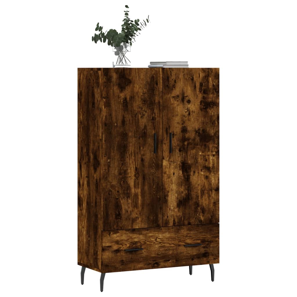 Hohes Sideboard aus geräucherter Eiche, 69,5 x 31 x 115 cm, Holzwerkstoff