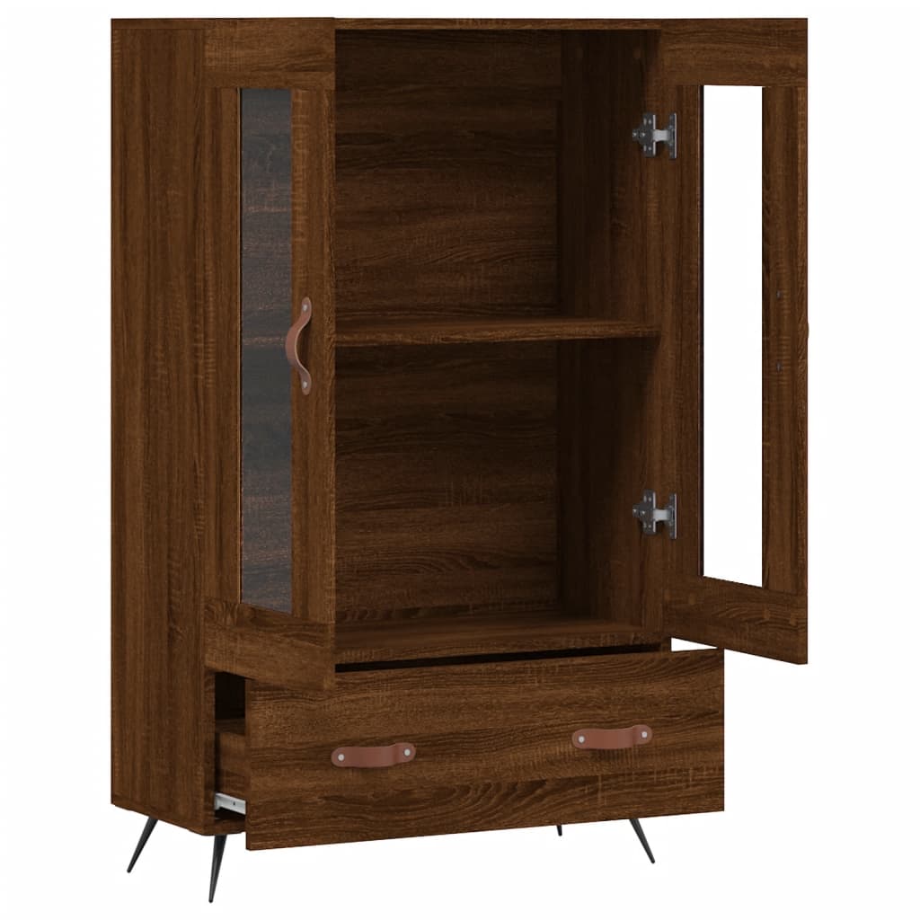 Buffet haut chêne marron 69,5x31x115 cm bois d'ingénierie