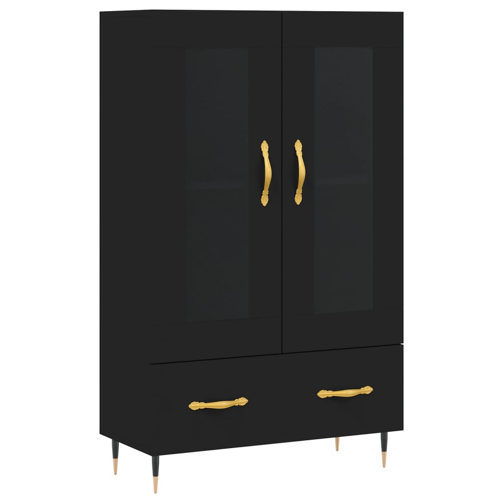 Buffet haut noir 69,5x31x115 cm bois d'ingénierie