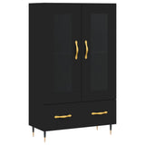 Buffet haut noir 69,5x31x115 cm bois d'ingénierie