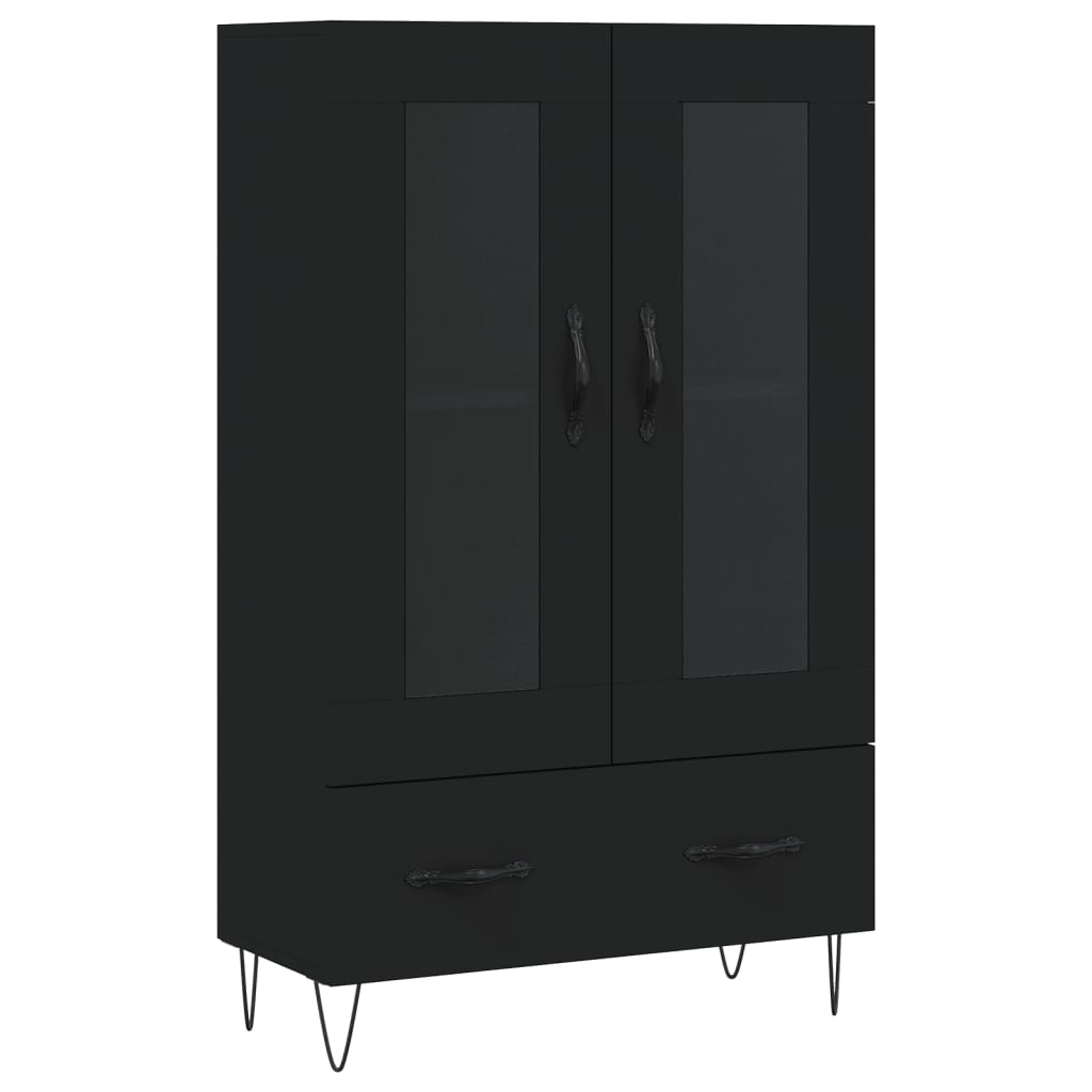 Buffet haut noir 69,5x31x115 cm bois d'ingénierie