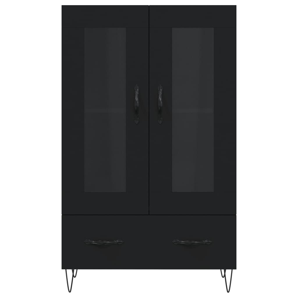 Buffet haut noir 69,5x31x115 cm bois d'ingénierie