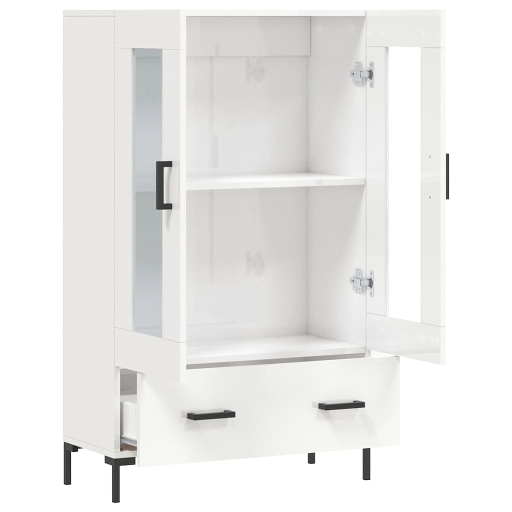 Buffet haut blanc brillant 69,5x31x115 cm bois d'ingénierie