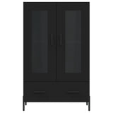 Buffet haut noir 69,5x31x115 cm bois d'ingénierie