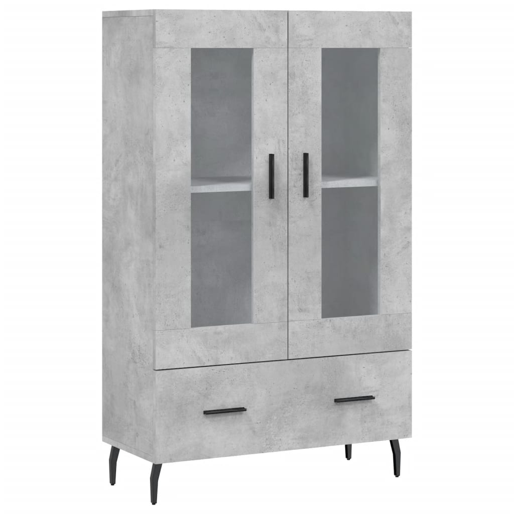 Buffet haut gris béton 69,5x31x115 cm bois d'ingénierie