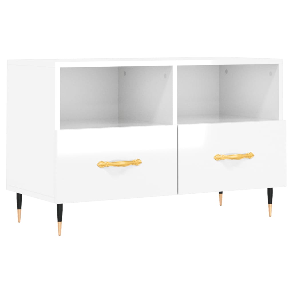 Meuble TV Blanc brillant 80x36x50 cm Bois d'ingénierie