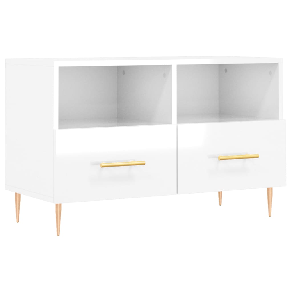 Meuble TV Blanc brillant 80x36x50 cm Bois d'ingénierie