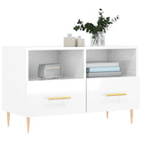 Meuble TV Blanc brillant 80x36x50 cm Bois d'ingénierie