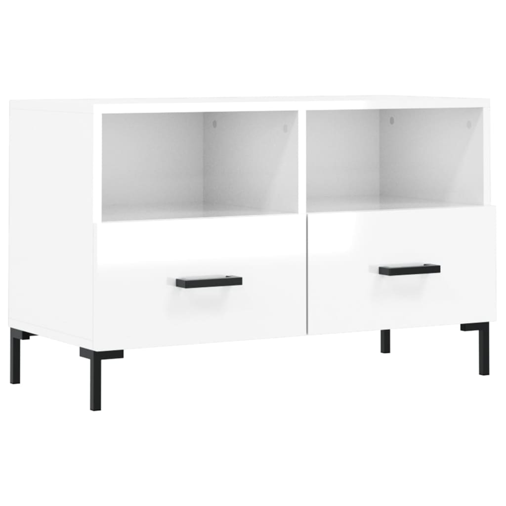 Meuble TV Blanc brillant 80x36x50 cm Bois d'ingénierie