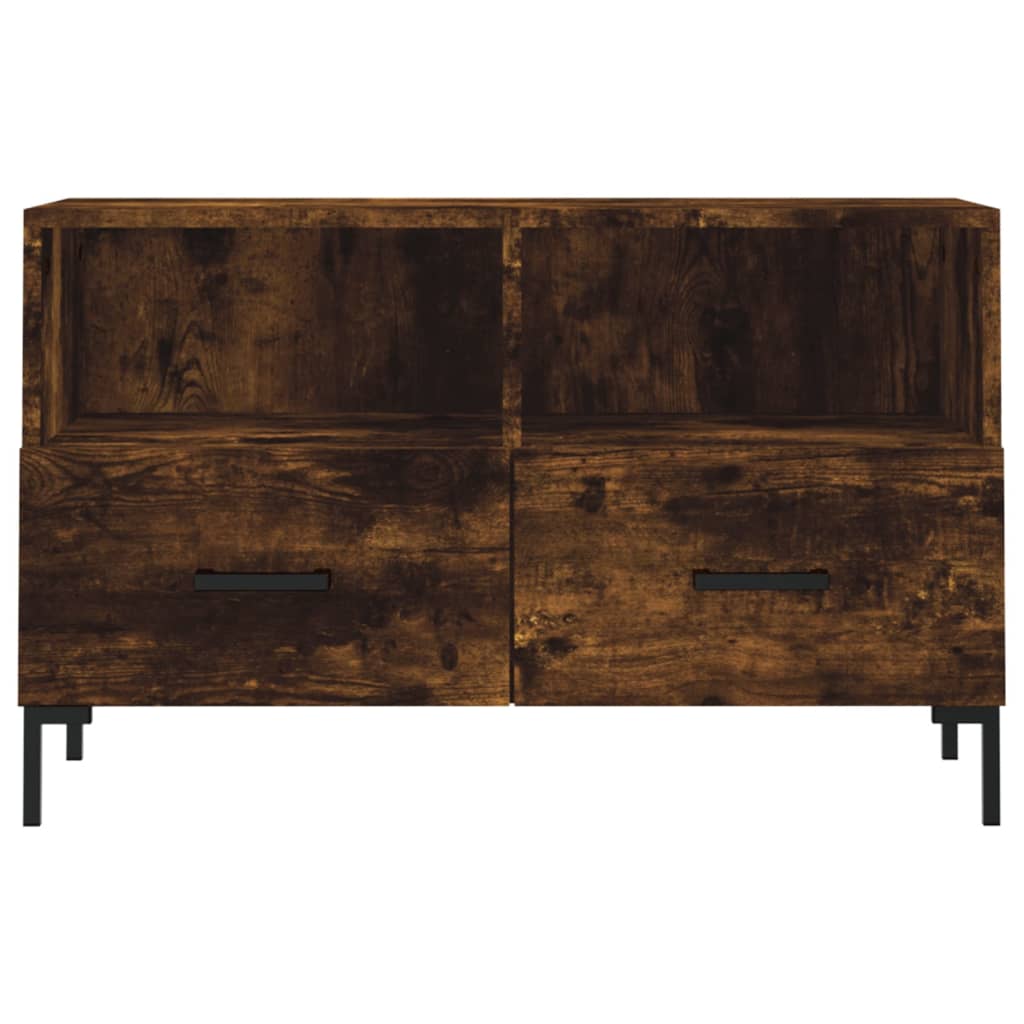 Meuble TV Chêne fumé 80x36x50 cm Bois d'ingénierie