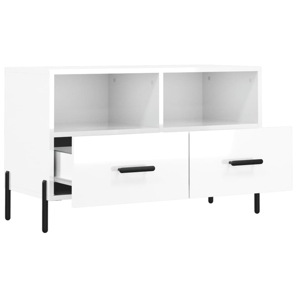 Meuble TV Blanc brillant 80x36x50 cm Bois d'ingénierie