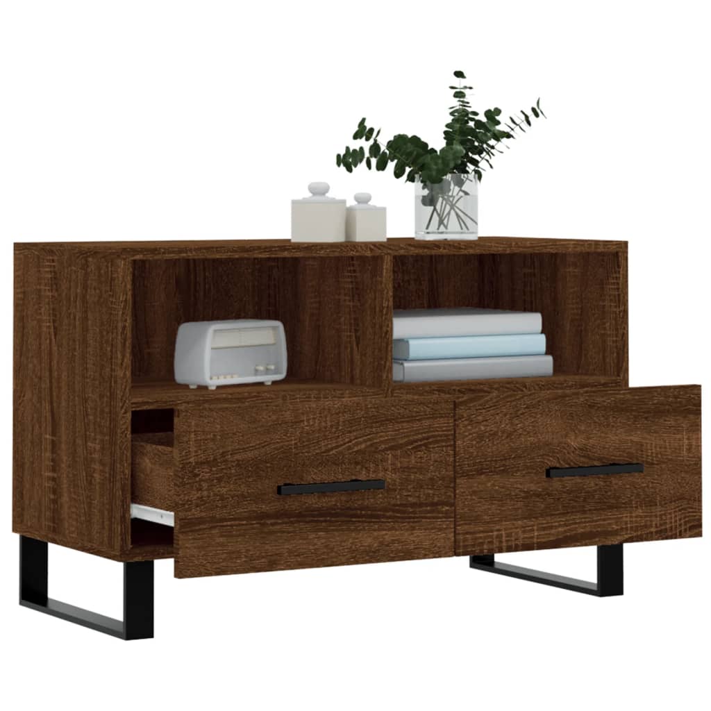 Meuble TV Chêne marron 80x36x50 cm Bois d'ingénierie