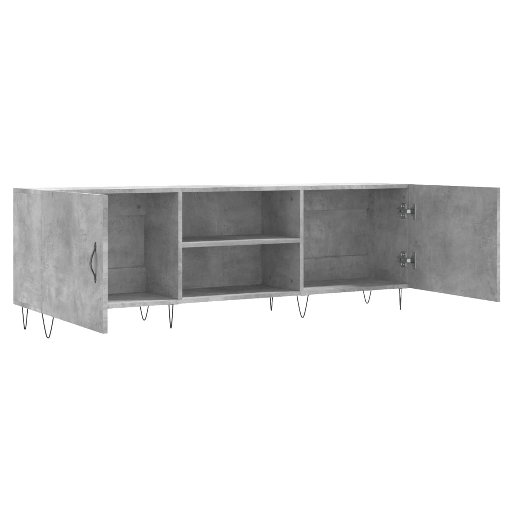 Meuble TV gris béton 150x30x50 cm bois d'ingénierie