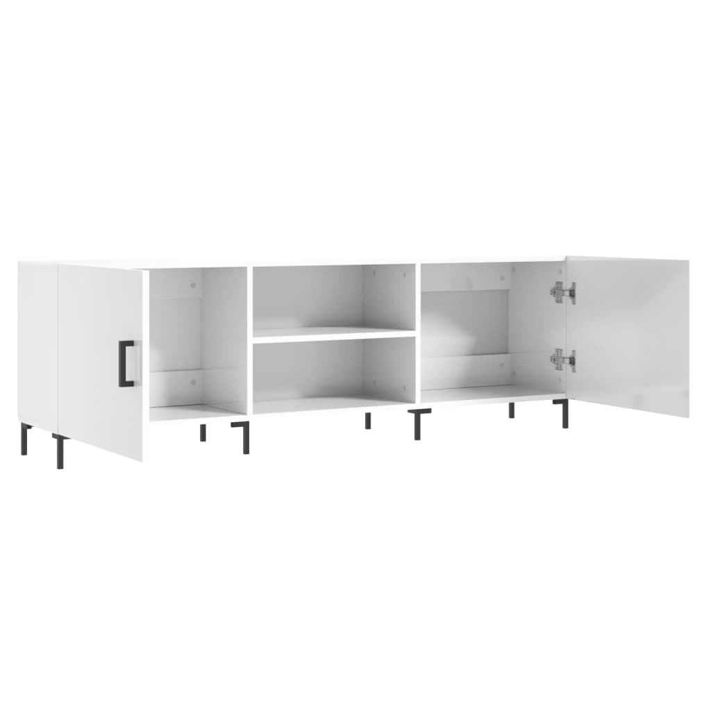 Meuble TV blanc brillant 150x30x50 cm bois d'ingénierie