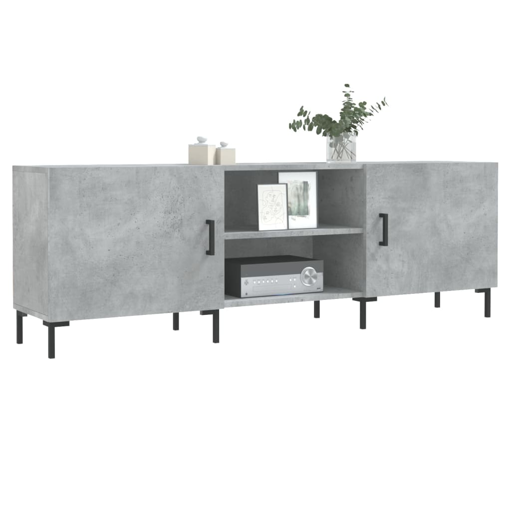 Meuble TV gris béton 150x30x50 cm bois d'ingénierie