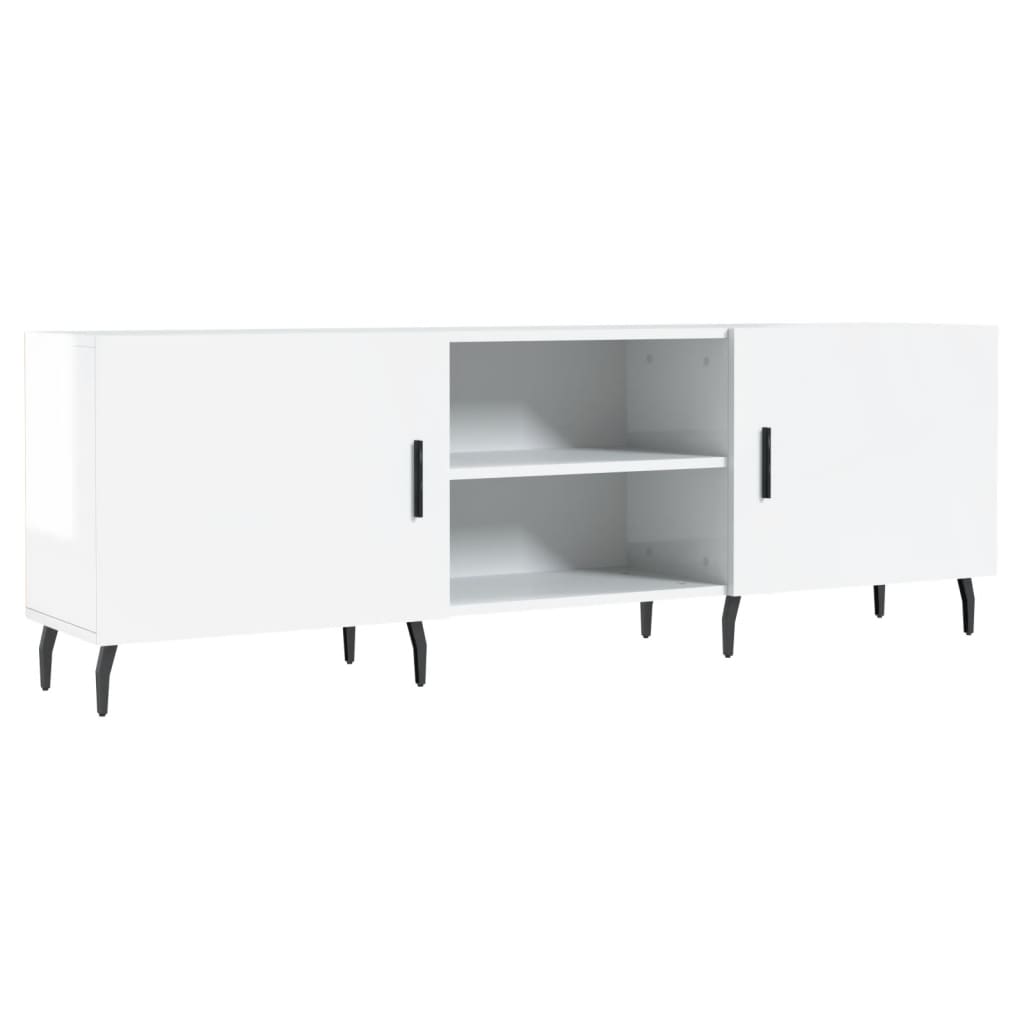 Meuble TV blanc brillant 150x30x50 cm bois d'ingénierie