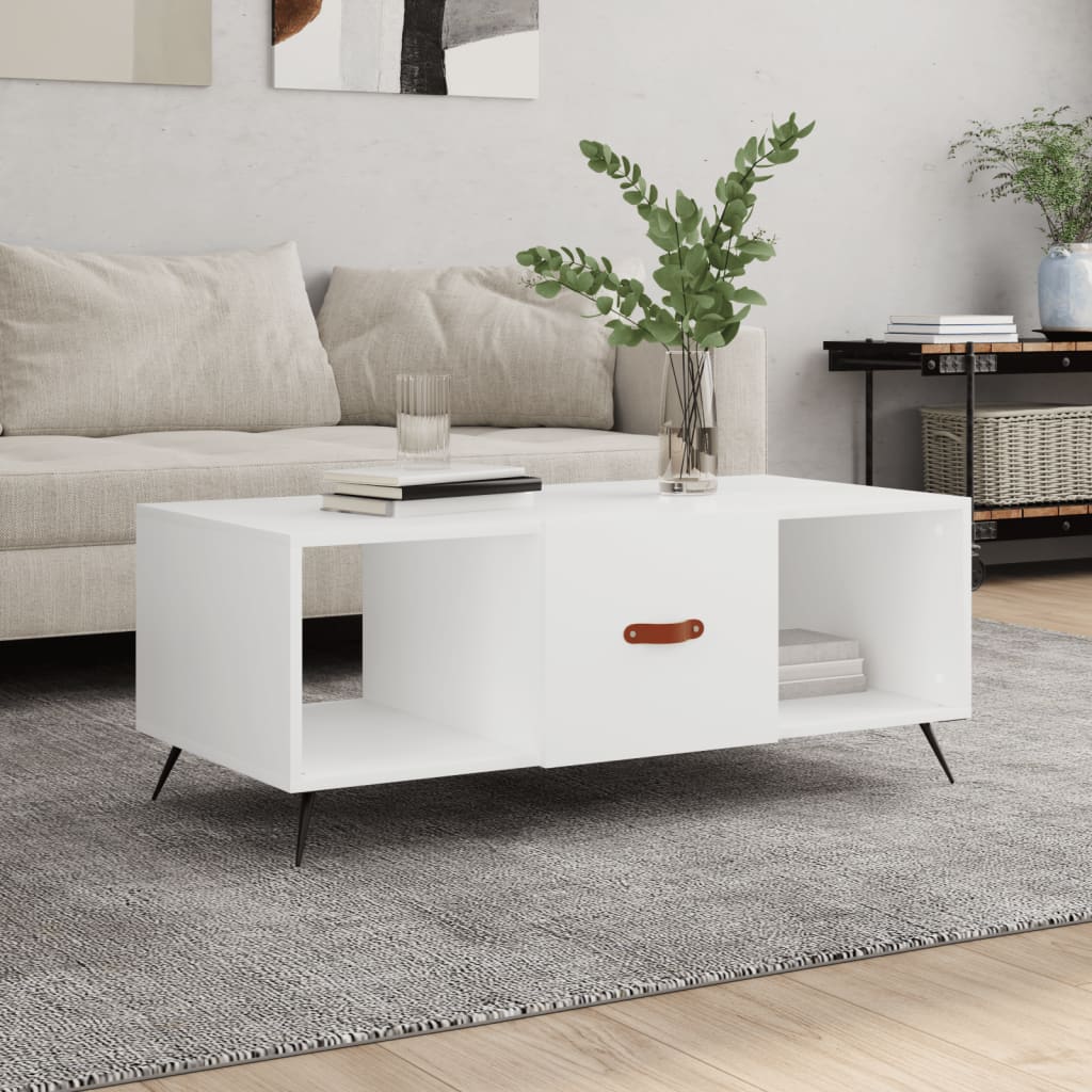 White coffee table 102x50x40 cm engineered wood