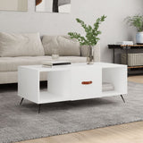 White coffee table 102x50x40 cm engineered wood