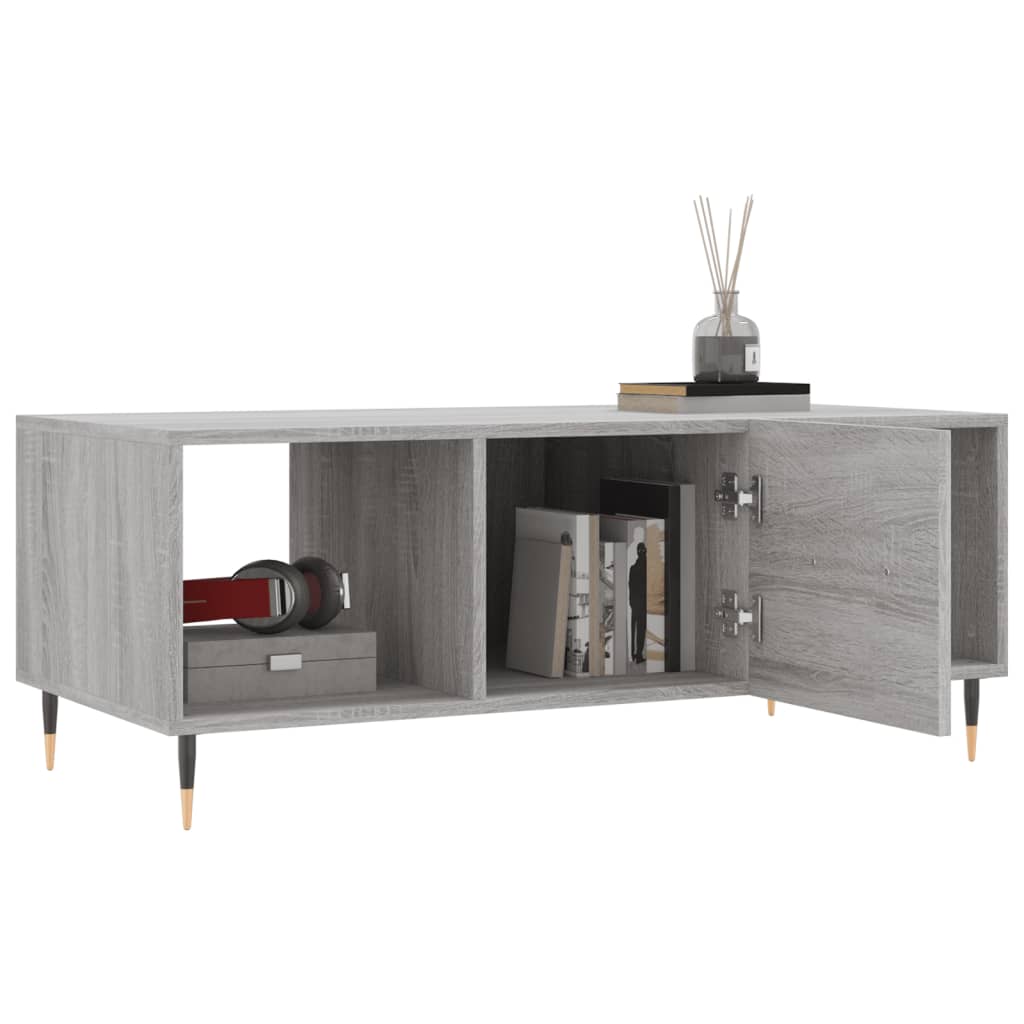 Sonoma grauer Couchtisch 102x50x40 cm, Holzwerkstoff