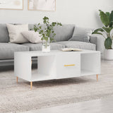 White coffee table 102x50x40 cm engineered wood