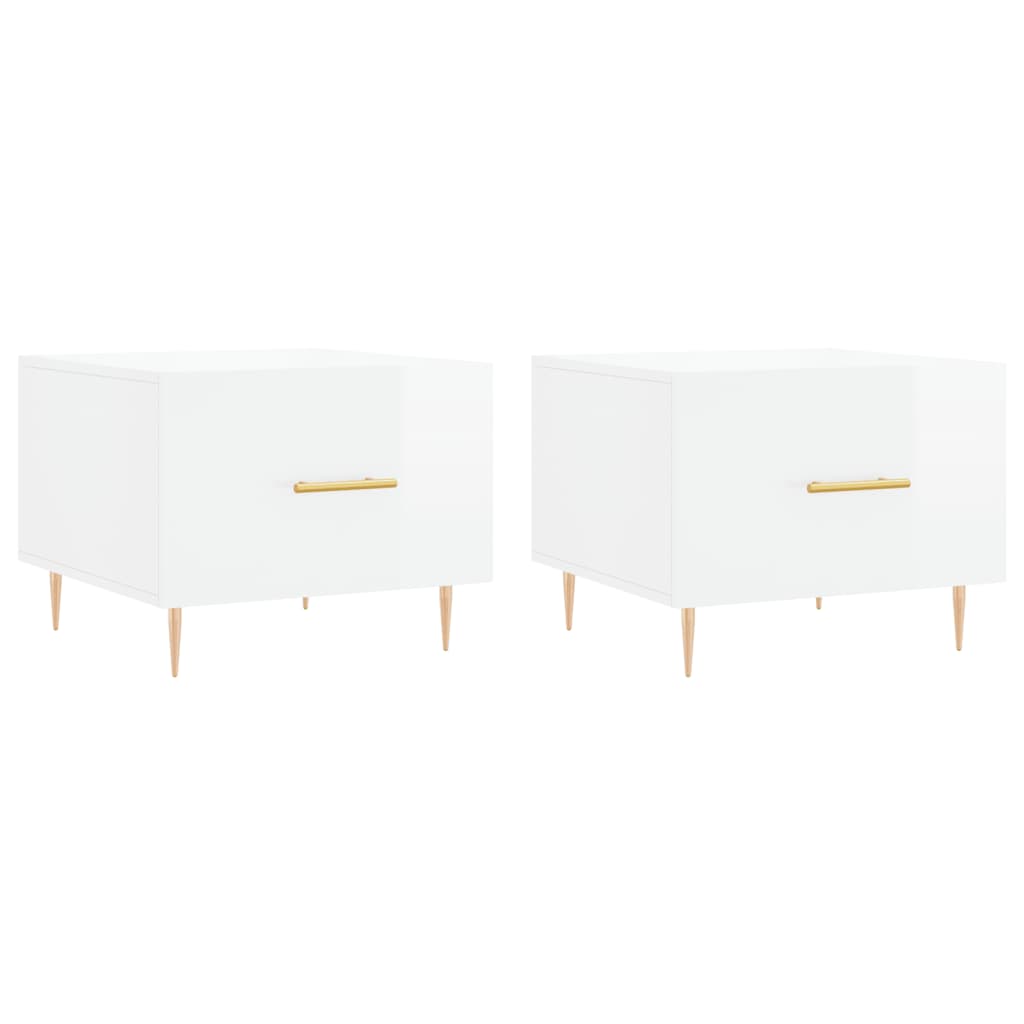 Tables basses 2 pcs blanc brillant 50x50x40cm bois d'ingénierie