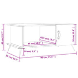 Sonoma grauer Couchtisch 90x50x40 cm, Holzwerkstoff