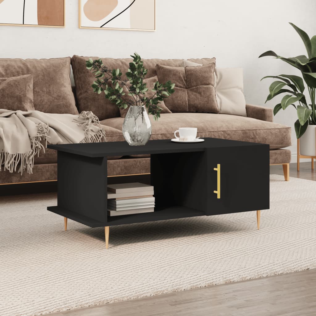 Black coffee table 90x50x40 cm engineered wood