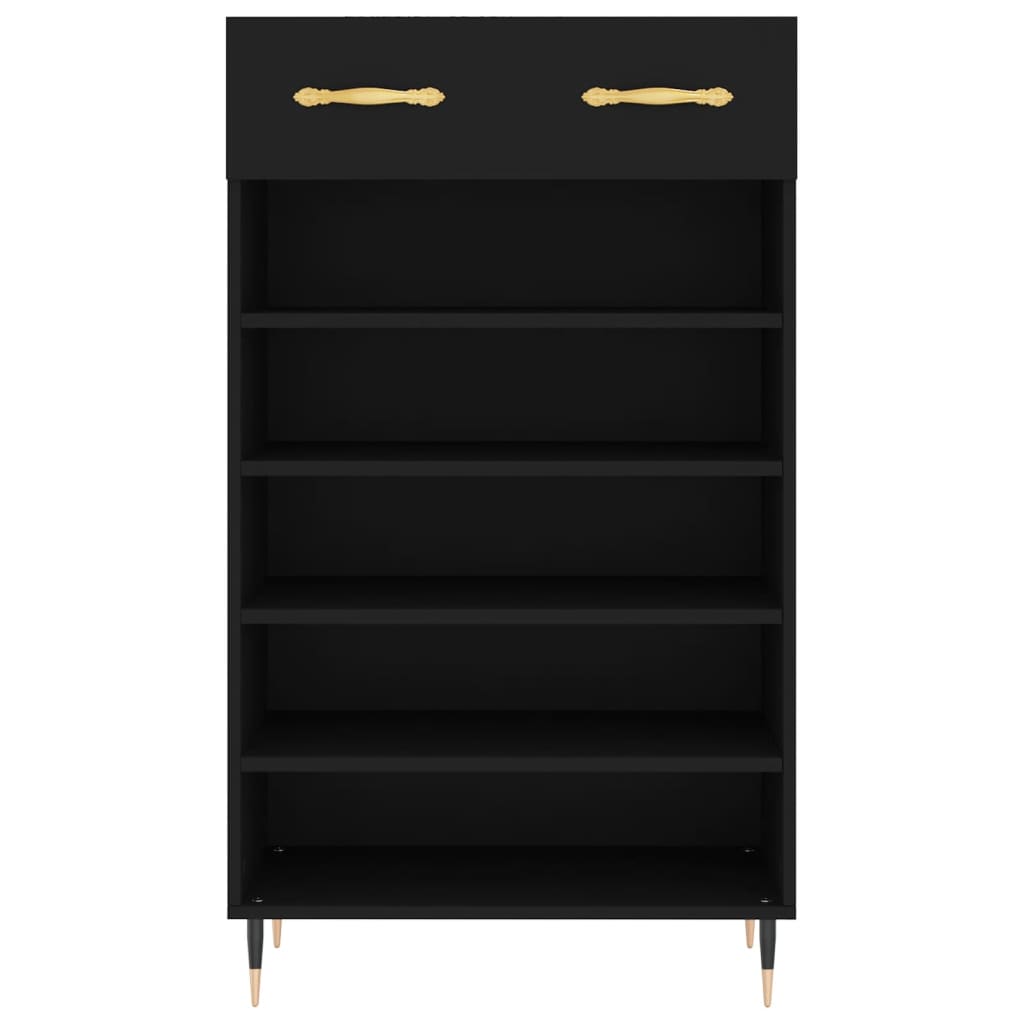 Armoire à chaussures noir 60x35x105 cm bois d'ingénierie