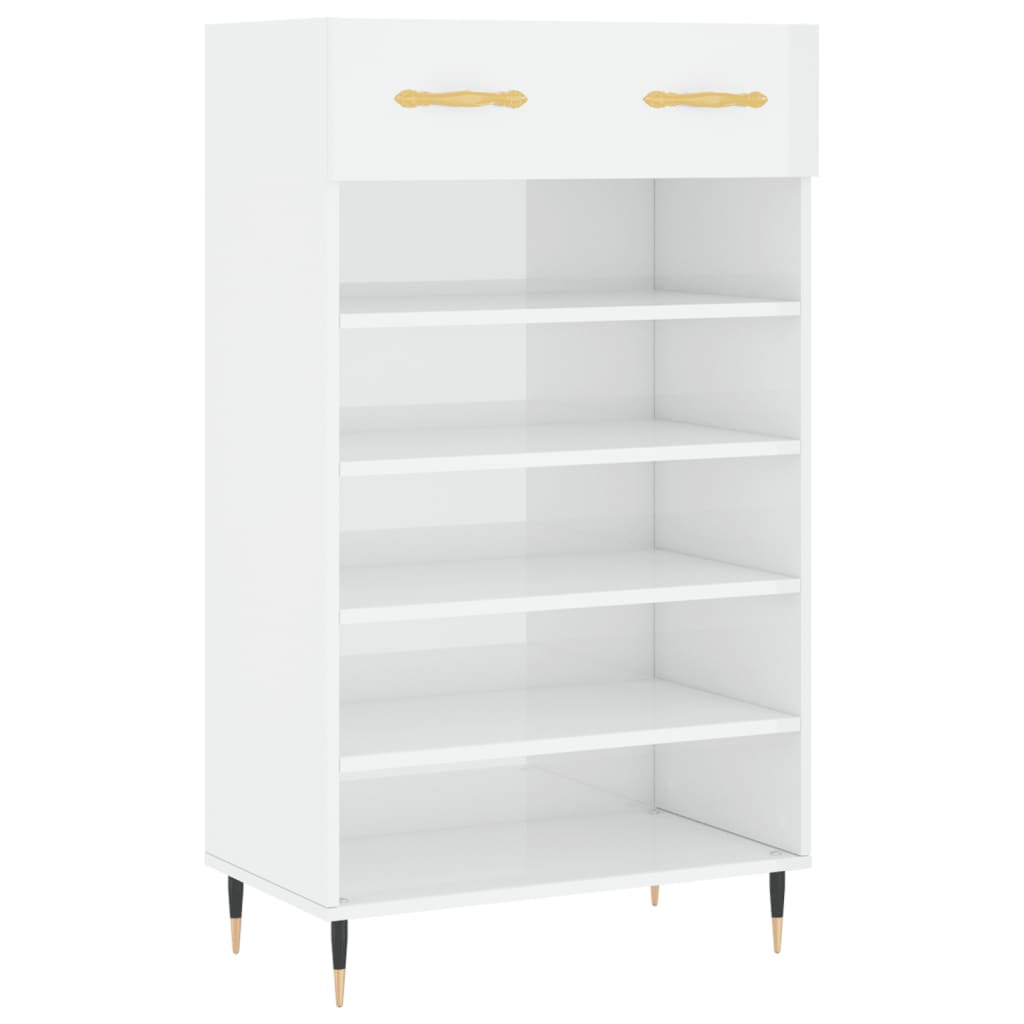 Shoe cabinet Glossy white 60x35x105 cm Engineered wood