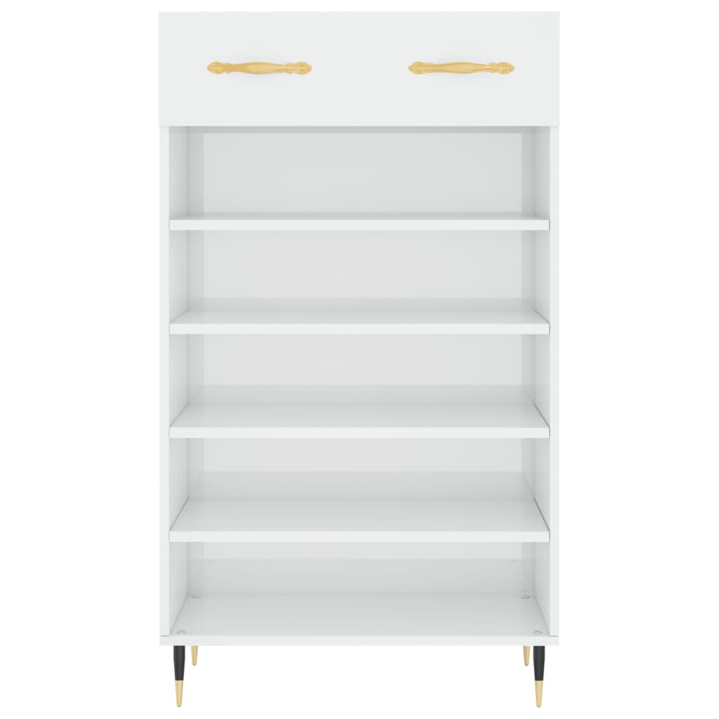 Shoe cabinet Glossy white 60x35x105 cm Engineered wood