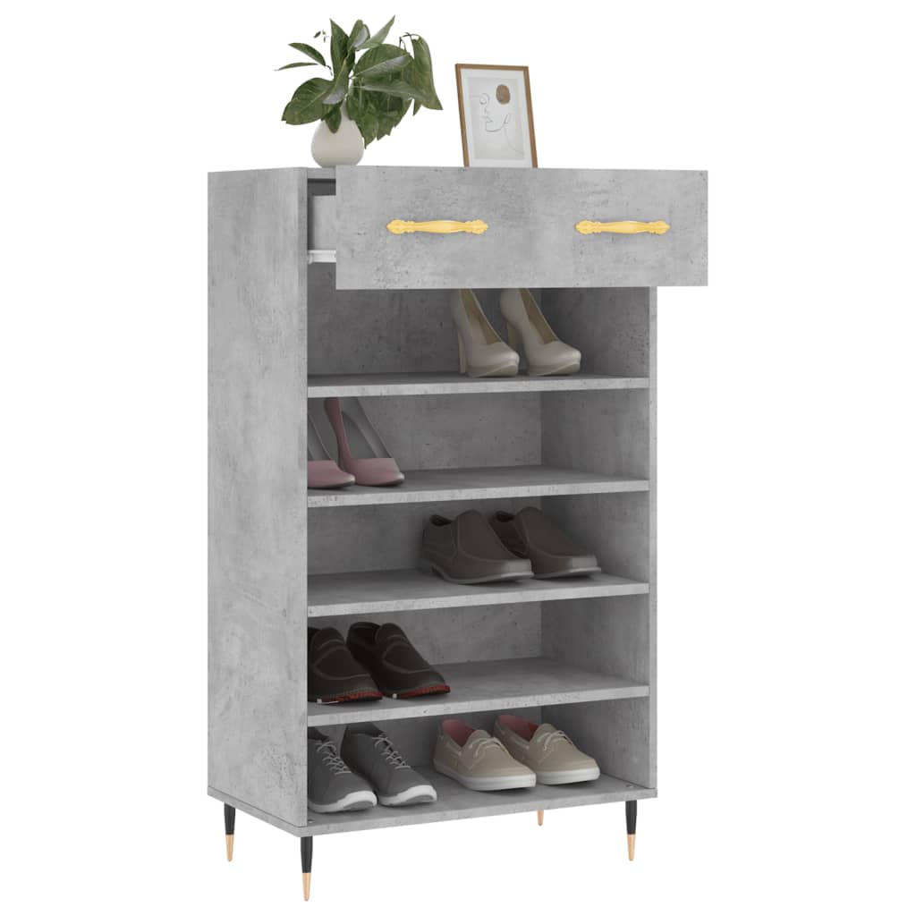 Armoire à chaussures gris béton 60x35x105 cm bois d'ingénierie