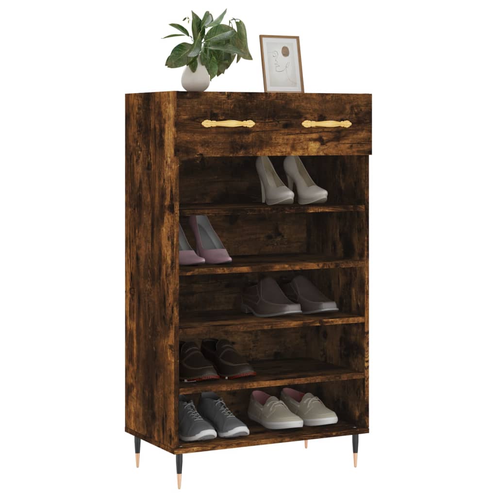 Armoire à chaussures chêne fumé 60x35x105 cm bois d'ingénierie