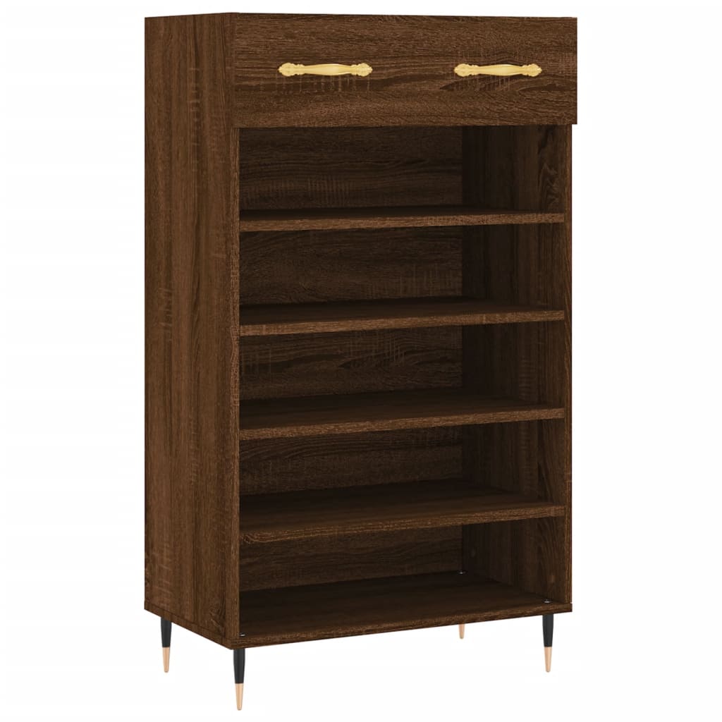 Armoire à chaussures chêne marron 60x35x105cm bois d'ingénierie