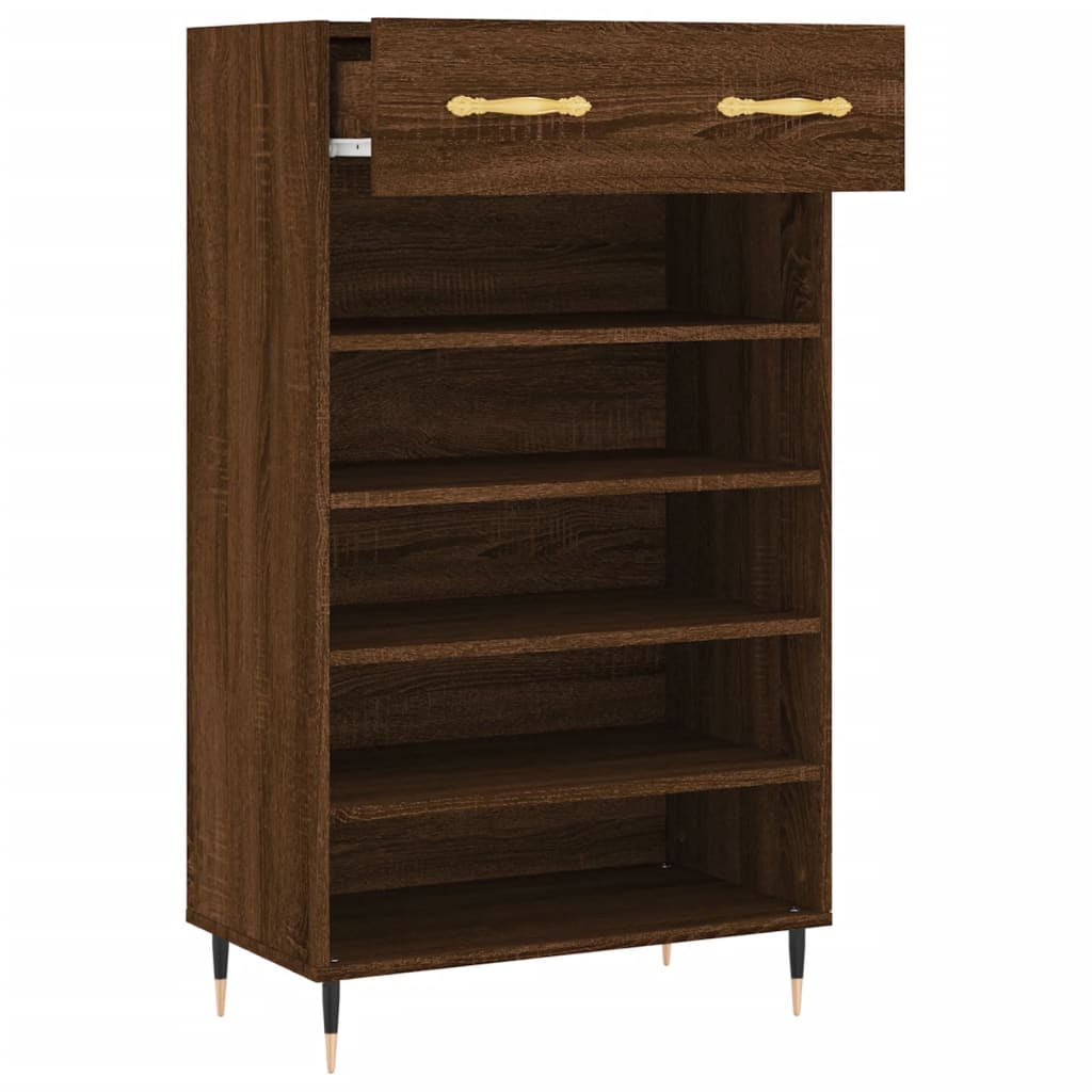 Armoire à chaussures chêne marron 60x35x105cm bois d'ingénierie