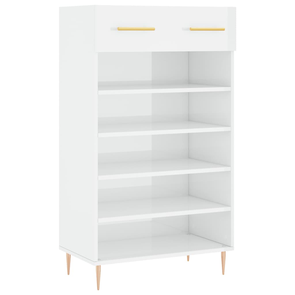 Shoe cabinet Glossy white 60x35x105 cm Engineered wood