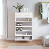 Shoe cabinet Glossy white 60x35x105 cm Engineered wood