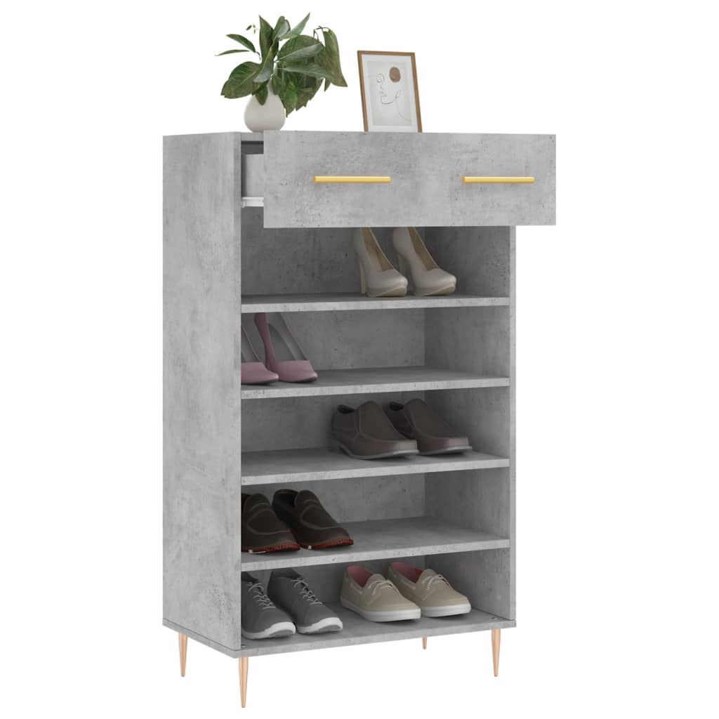 Armoire à chaussures gris béton 60x35x105 cm bois d'ingénierie