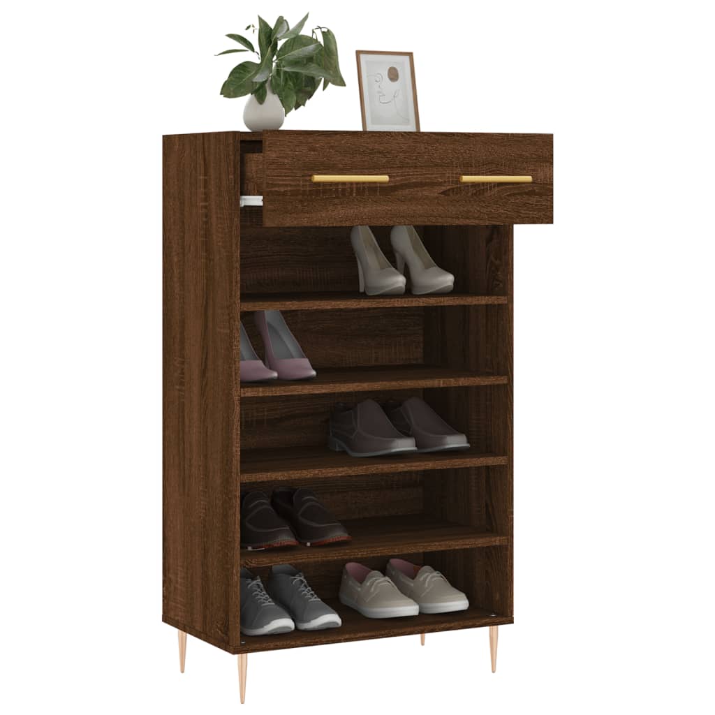 Armoire à chaussures chêne marron 60x35x105cm bois d'ingénierie