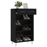 Armoire à chaussures noir 60x35x105 cm bois d'ingénierie