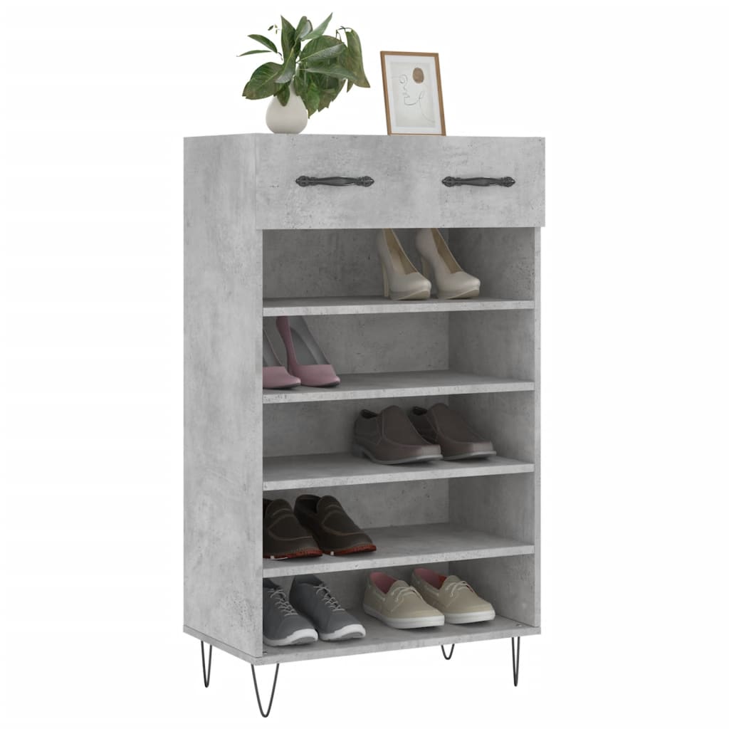 Armoire à chaussures gris béton 60x35x105 cm bois d'ingénierie