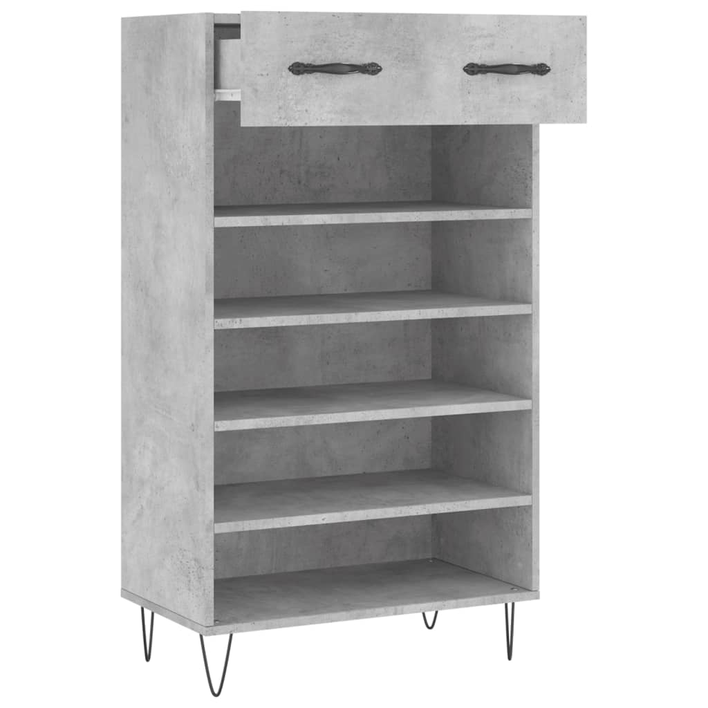 Armoire à chaussures gris béton 60x35x105 cm bois d'ingénierie