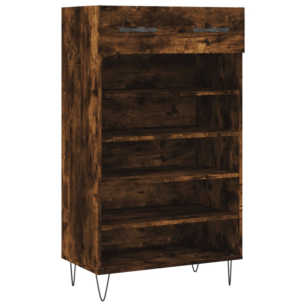 Shoe cabinet smoked oak 60x35x105 cm engineered wood