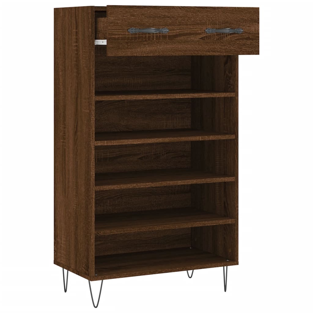 Armoire à chaussures chêne marron 60x35x105cm bois d'ingénierie