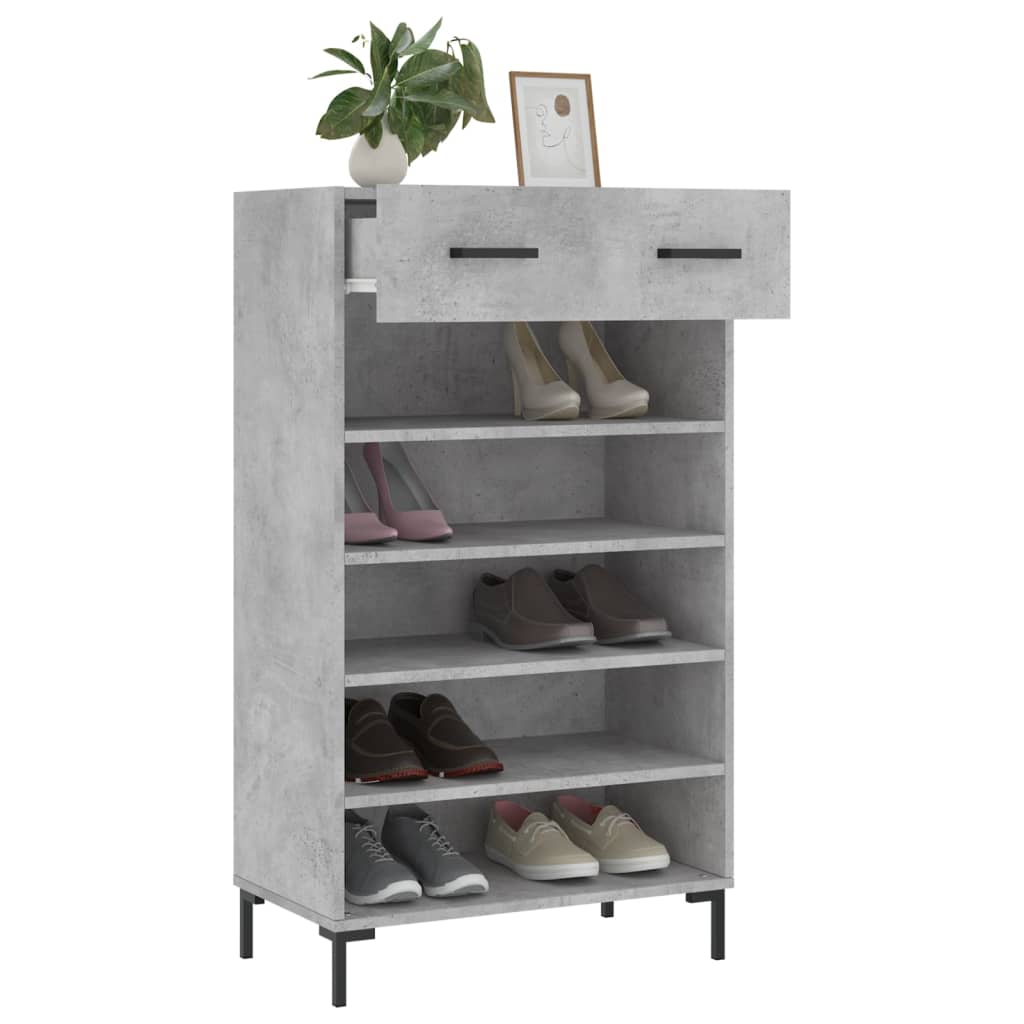 Armoire à chaussures gris béton 60x35x105 cm bois d'ingénierie