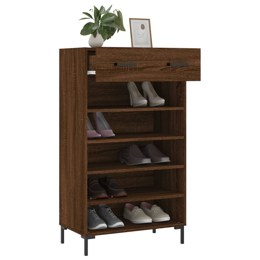 Armoire à chaussures chêne marron 60x35x105cm bois d'ingénierie