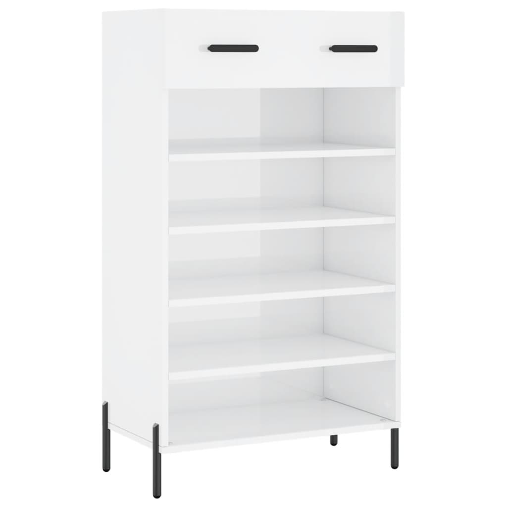 Shoe cabinet Glossy white 60x35x105 cm Engineered wood