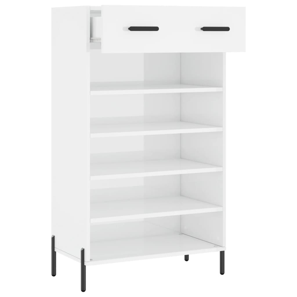 Shoe cabinet Glossy white 60x35x105 cm Engineered wood