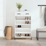 Shoe cabinet Glossy white 60x35x105 cm Engineered wood