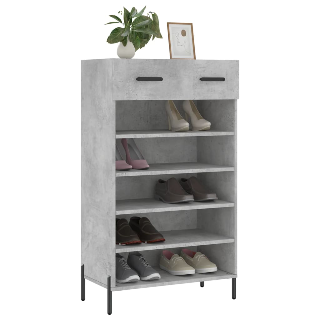 Armoire à chaussures gris béton 60x35x105 cm bois d'ingénierie