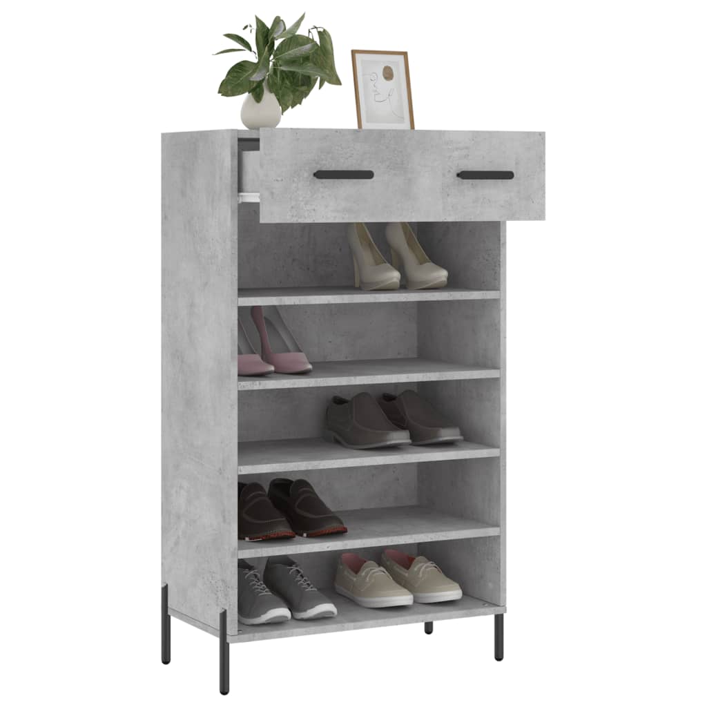 Armoire à chaussures gris béton 60x35x105 cm bois d'ingénierie